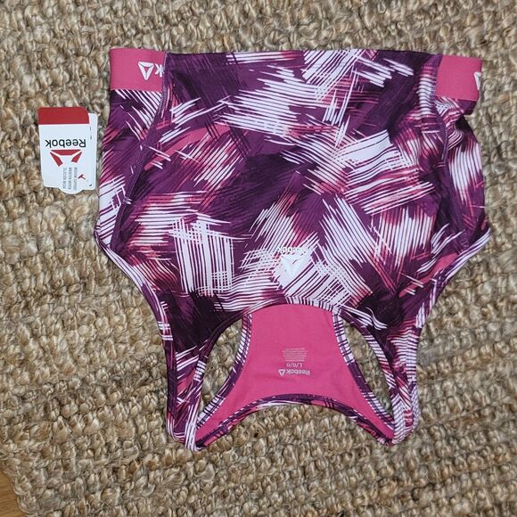 Brand New Reebok Sports Bra Purple Pink White Tank exercise fitness Bra NWT sz L - Picture 6 of 6